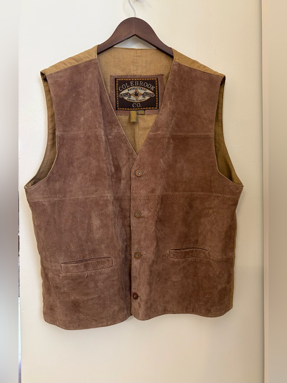 VINTAGE Colebrook Co. Men’s Brown Leather Button-Front Vest Size: L